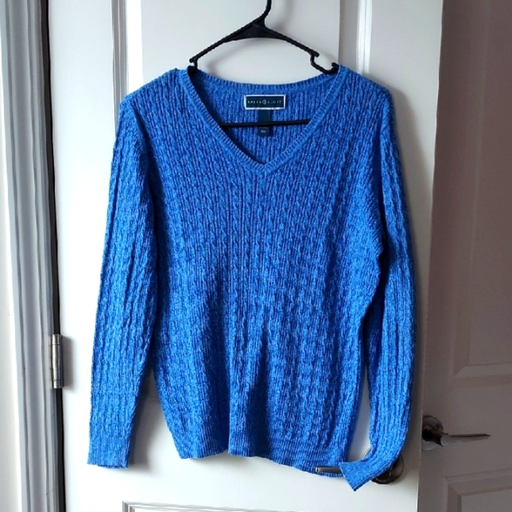 Karen Scott Blue Cable Knit Sweater Medium